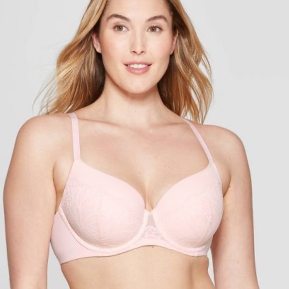 NEW Auden The Icon Full Coverage Lightly Lined Bra With Lace 32D Casual Pink - Picture 2 of 7